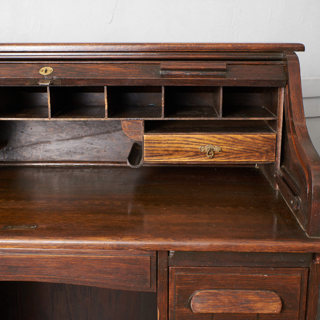 英国アンティーク 蛇腹式 ロールトップデスク｜rocca rocca