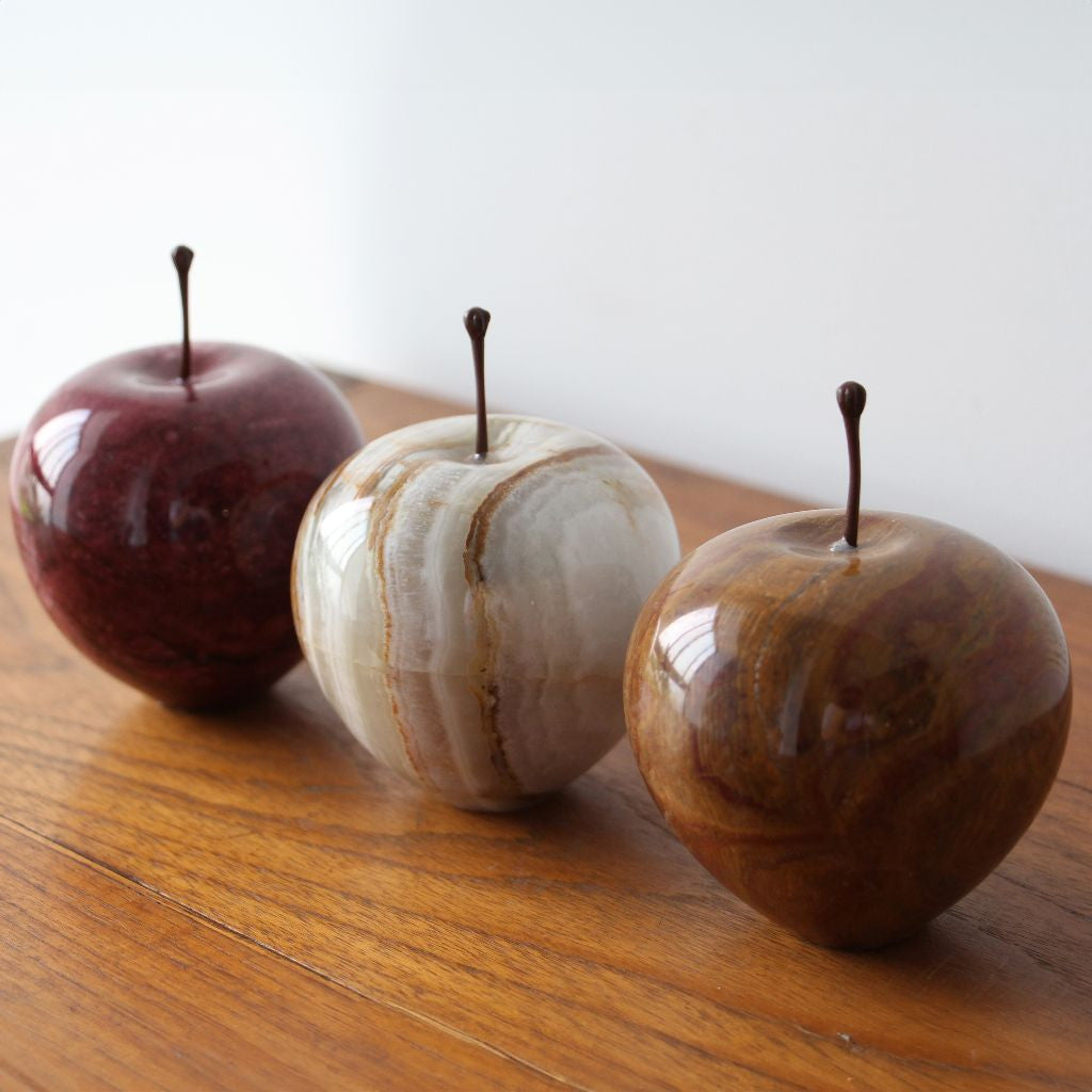 ストーンオブジェ Marble Apple ブラウン Large