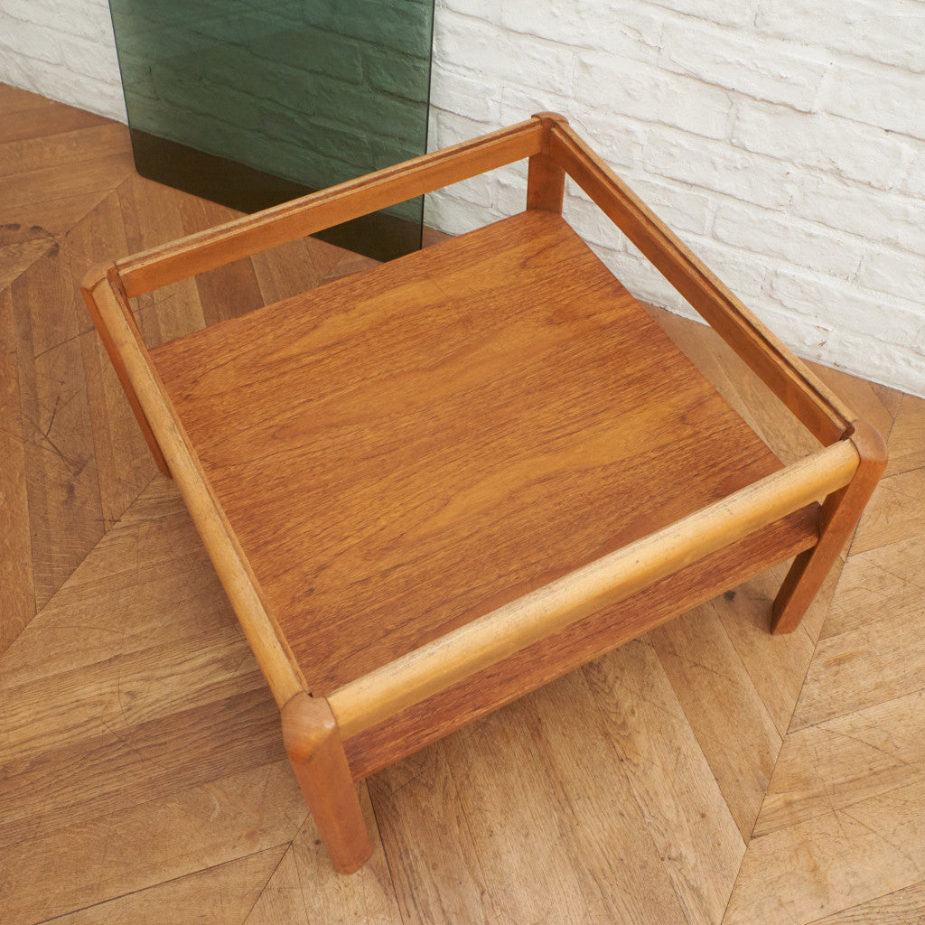 ヴィンテージ スモークガラストップ コーヒーテーブル