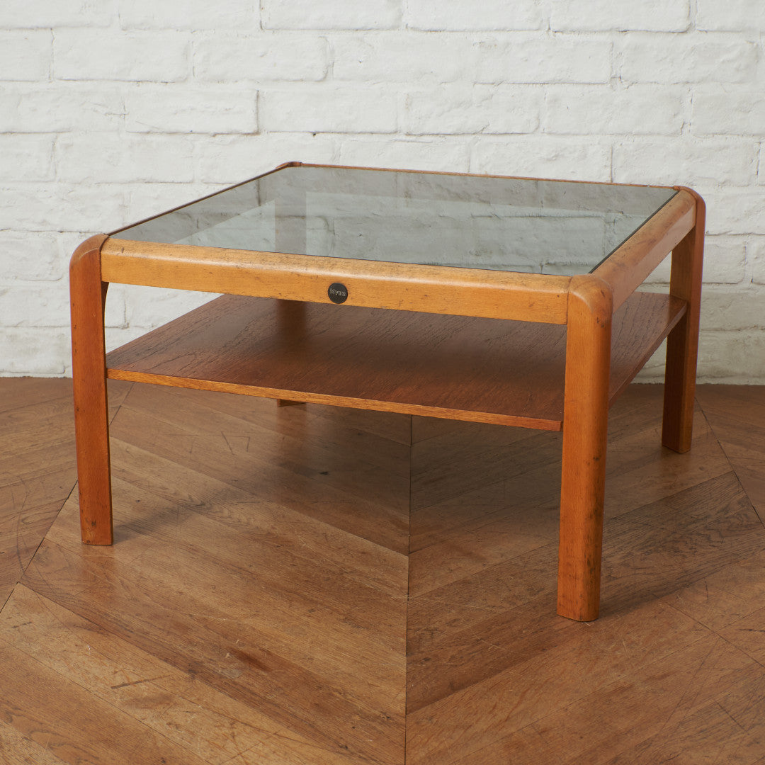 ヴィンテージ スモークガラストップ コーヒーテーブル