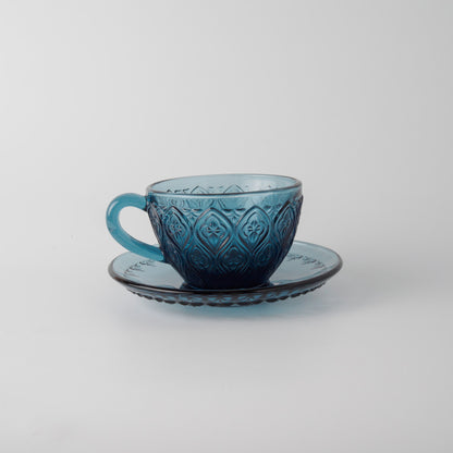ガラス カップ&ソーサー FIORE ブルー
