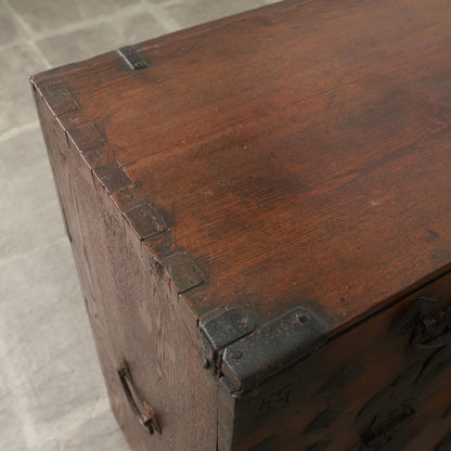 李朝家具 無垢材古鉄金具 半閉櫃