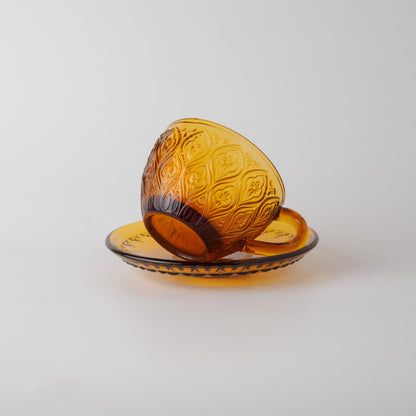 ガラス カップ&ソーサー FIORE アンバー