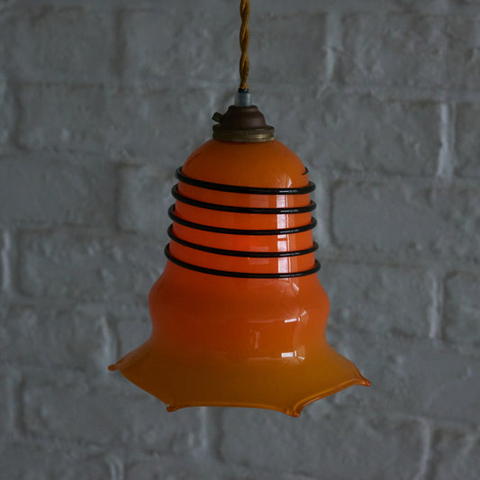 西欧アンティーク ガラスシェード ペンダントライト