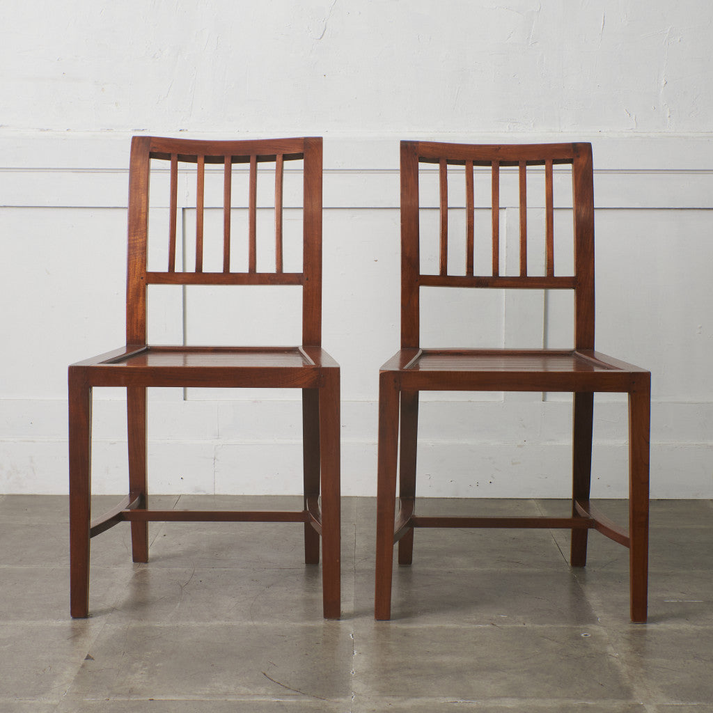 アジアンコロニアル チーク無垢材 ダイニングチェア 2脚セット