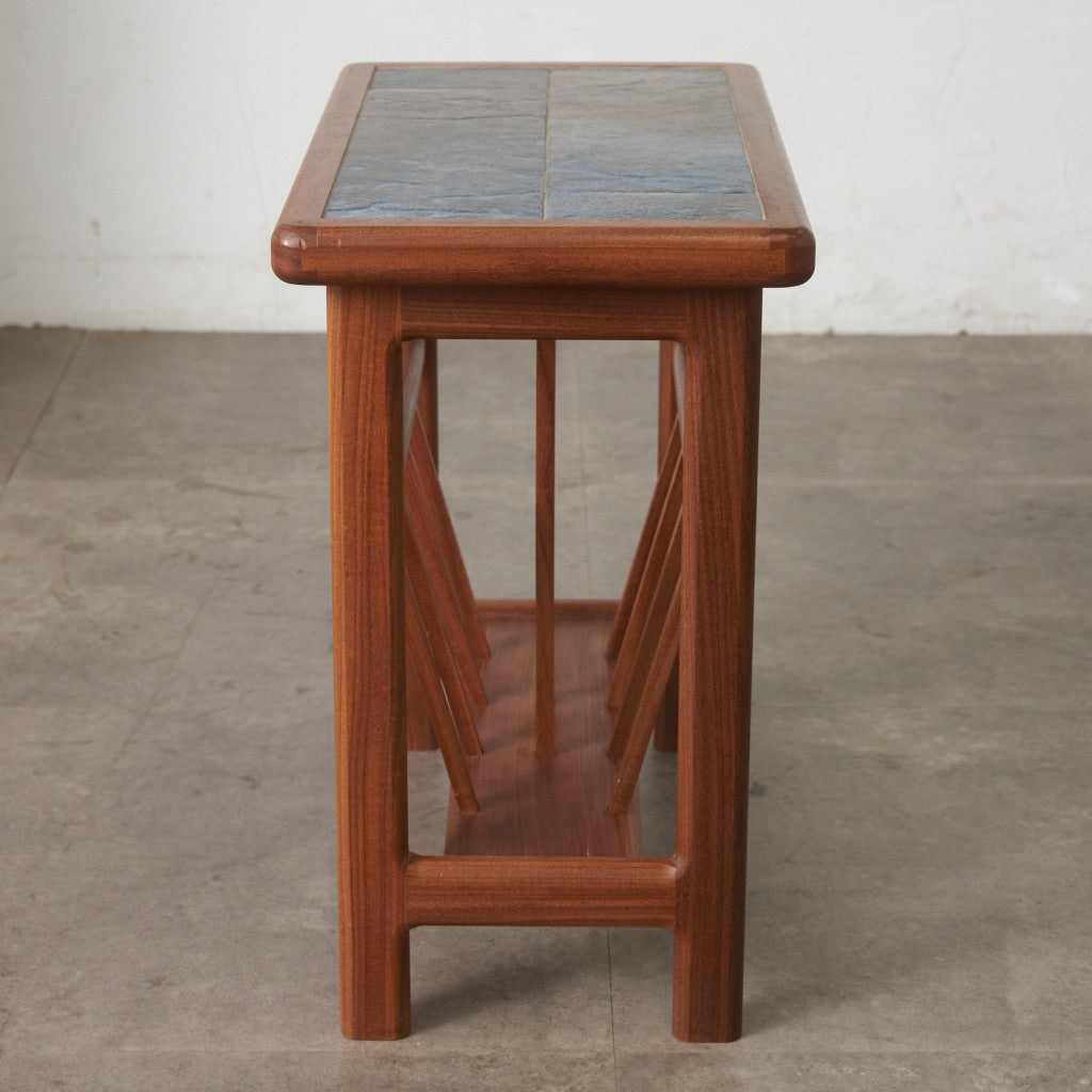 ヴィンテージ マガジンラック付き タイルトップサイドテーブル