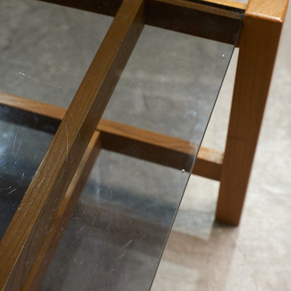 英国ヴィンテージ ガラストップ コーヒーテーブル