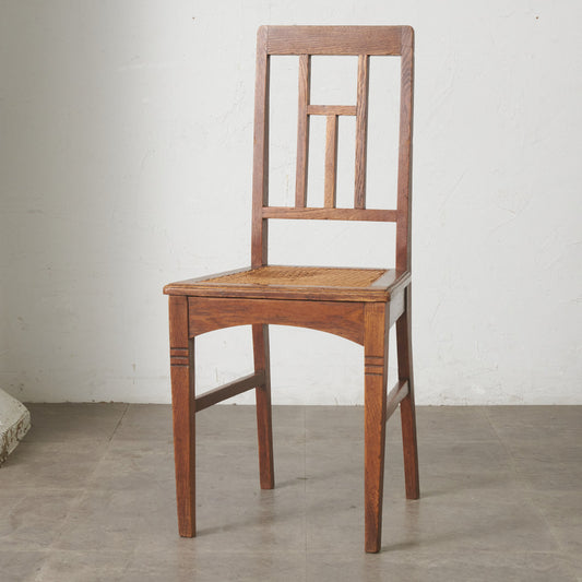 英国アンティーク 籐張りダイニングチェア