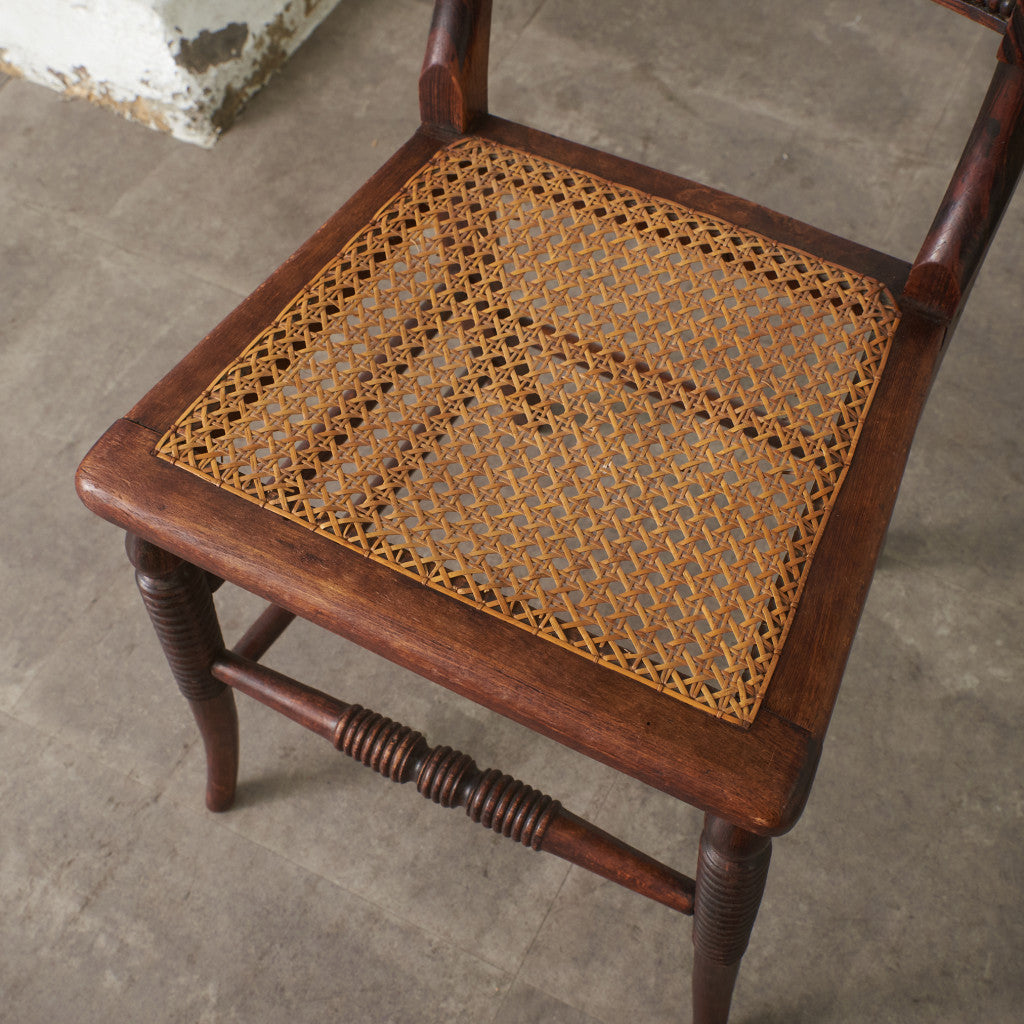 英国アンティーク リージェンシー様式 籐張りダイニングチェア