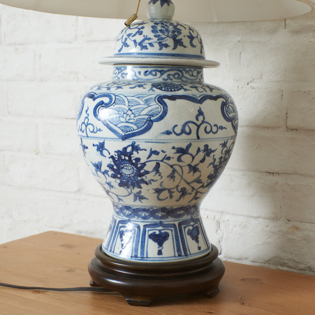 クラシック シノワズリースタイル 染付 テーブルランプ