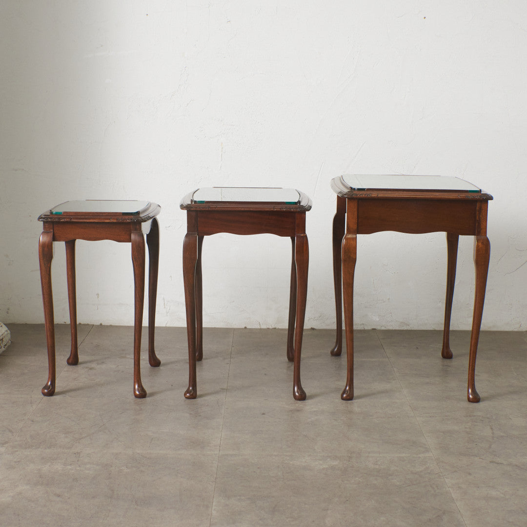 英国クラシック ガラストップ ネストテーブル – rocca rocca