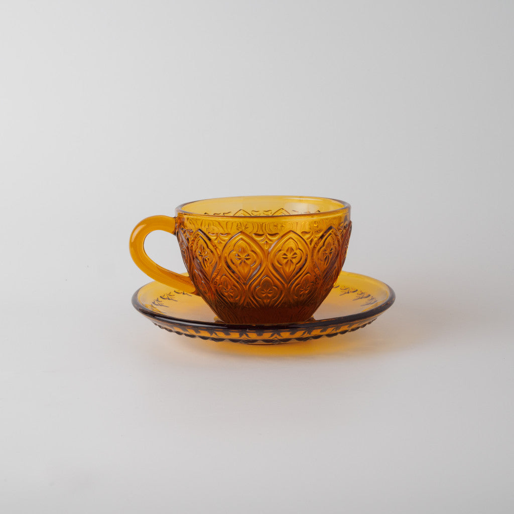 ガラス カップ&ソーサー FIORE アンバー