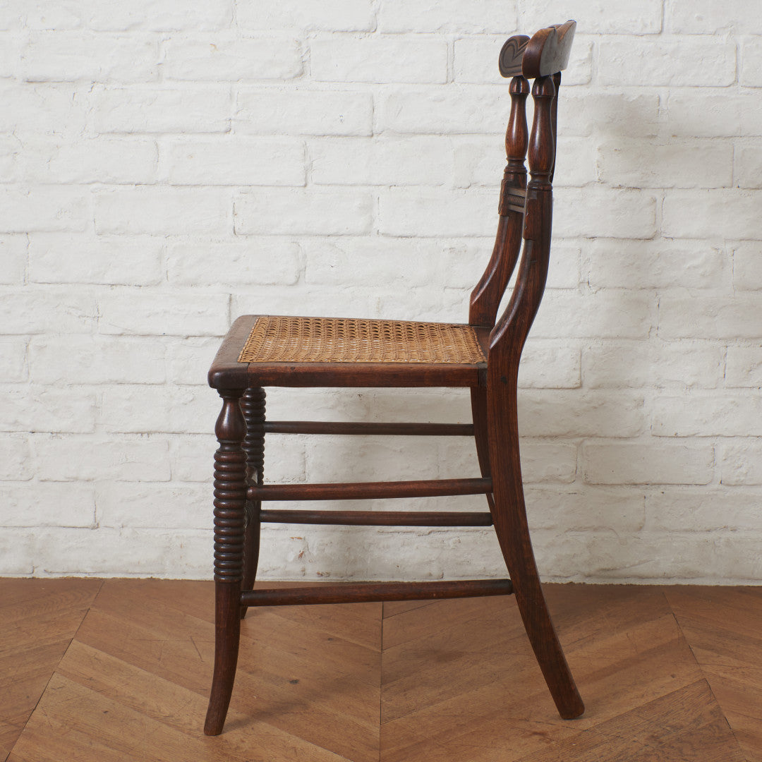英国アンティーク リージェンシー様式 籐張りダイニングチェア