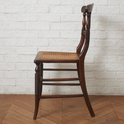英国アンティーク リージェンシー様式 籐張りダイニングチェア