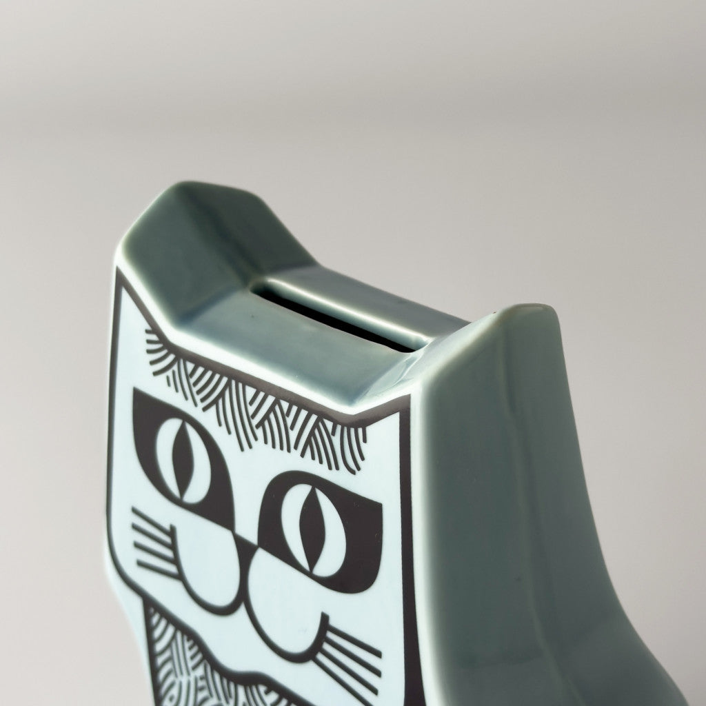 Hornsea Cat Moneybox Teal