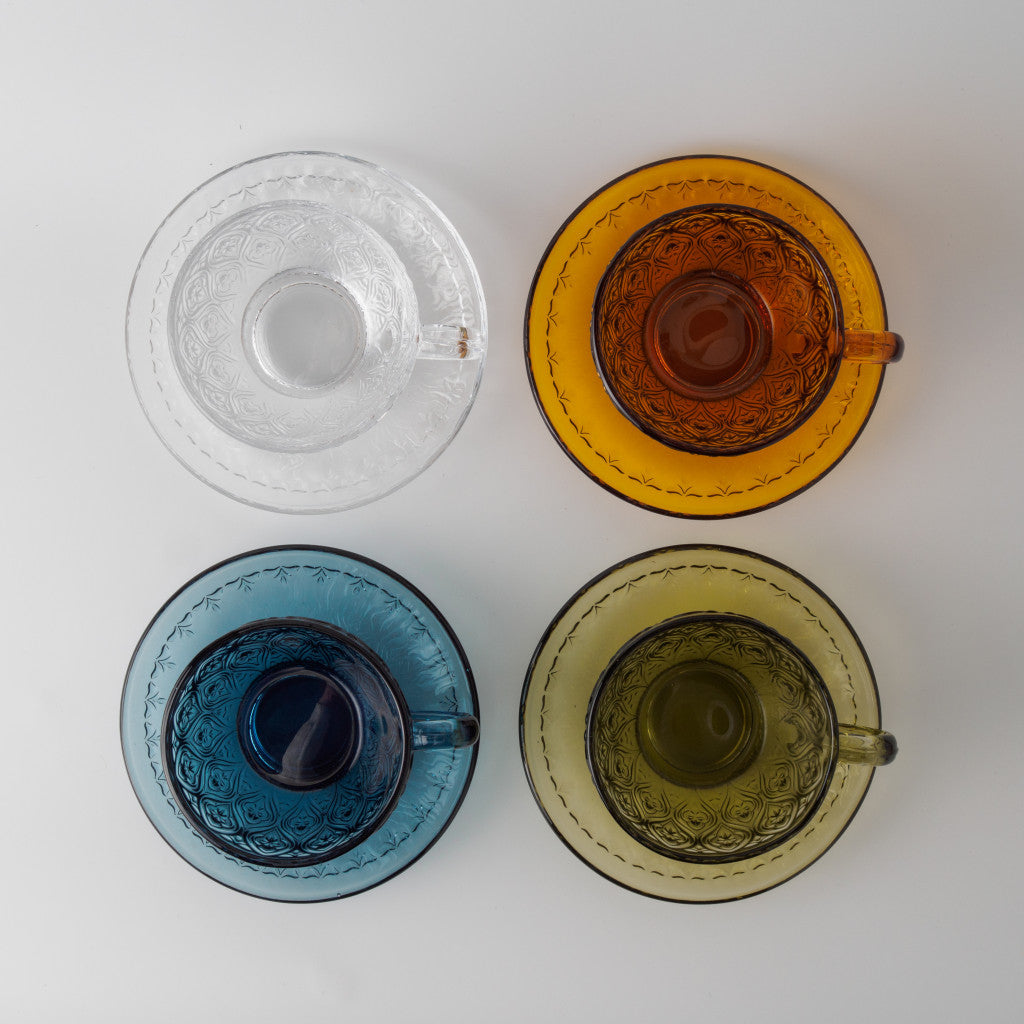 ガラス カップ&ソーサー FIORE アンバー