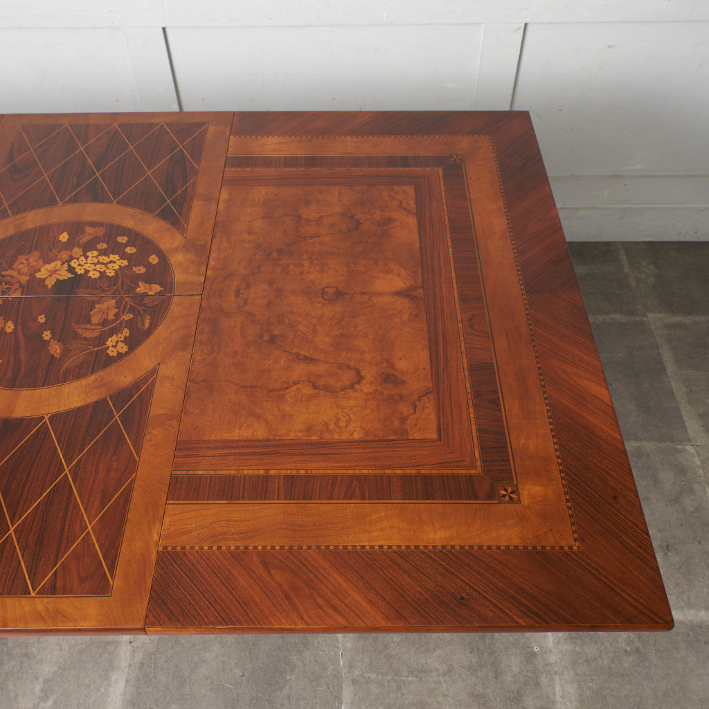 クラシック 木象嵌 エクステンションダイニングテーブル