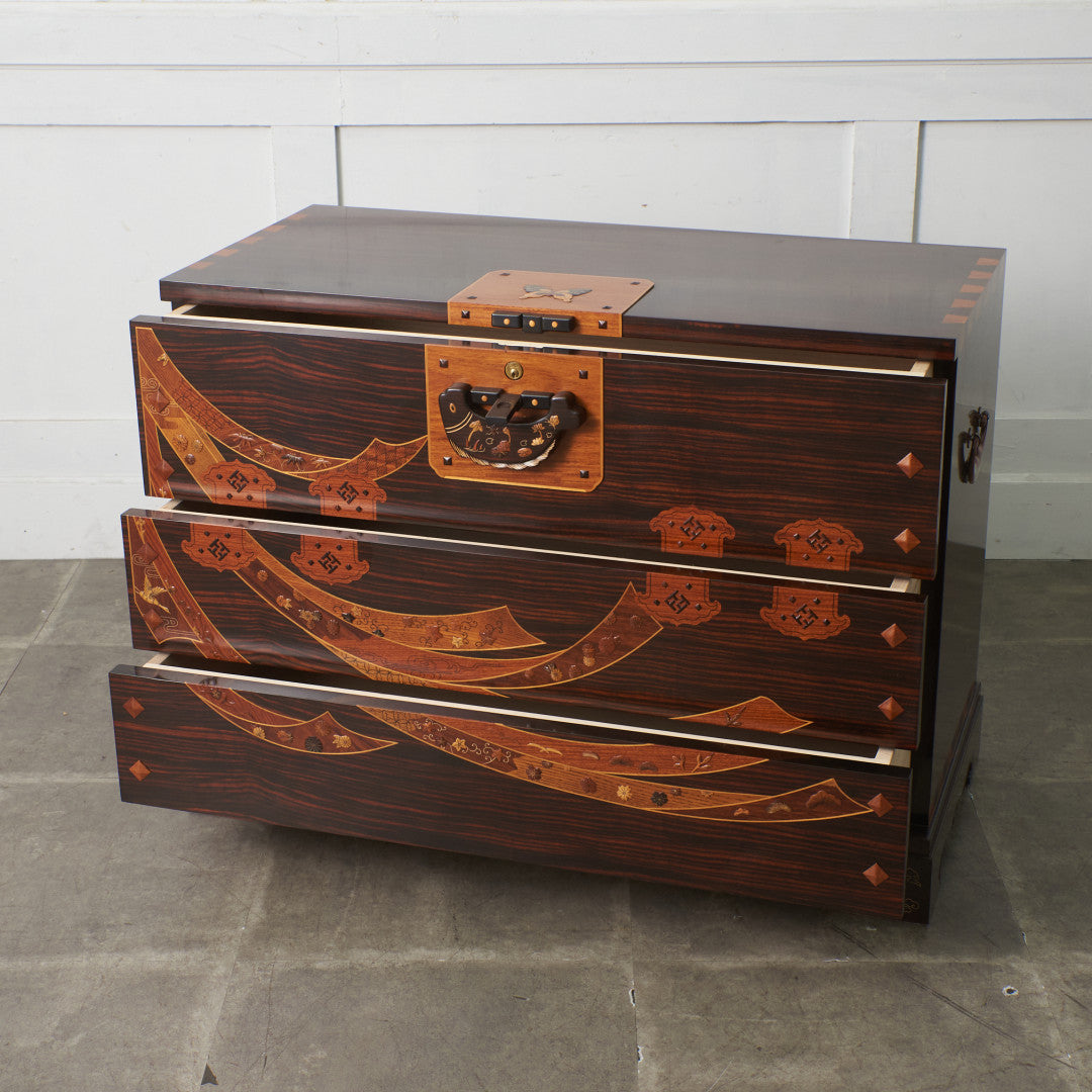 ♥無垢の象嵌細工　輸入チェスト　小引き出し アンティーク 精密木象嵌 工芸チェスト｜rocca rocca