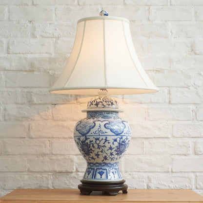 クラシック シノワズリースタイル 染付 テーブルランプ