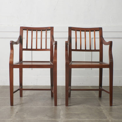 アジアンコロニアル チーク無垢材 アームチェア 2脚セット