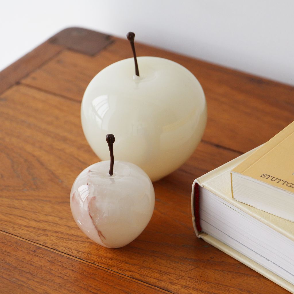 ストーンオブジェ Marble Apple ホワイト Small
