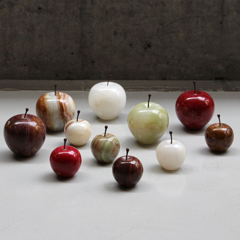 ストーンオブジェ Marble Apple ジェードグリーン Large