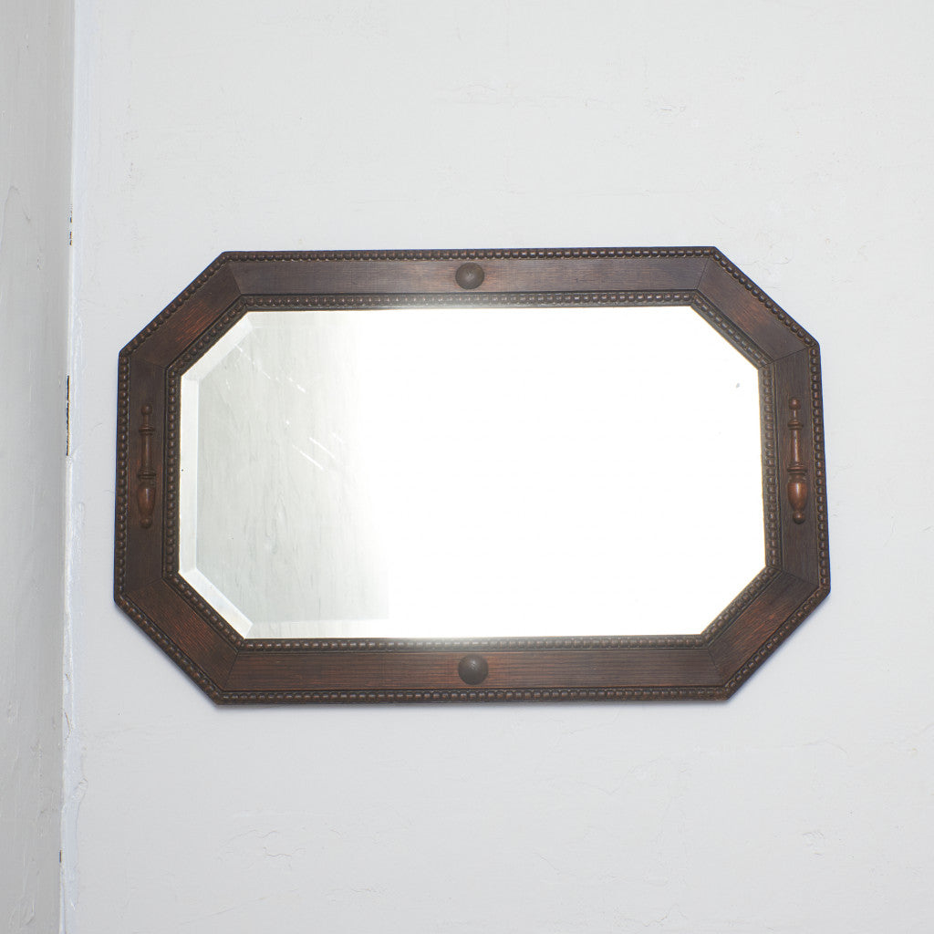 英国アンティーク オーク材 ウォールミラー