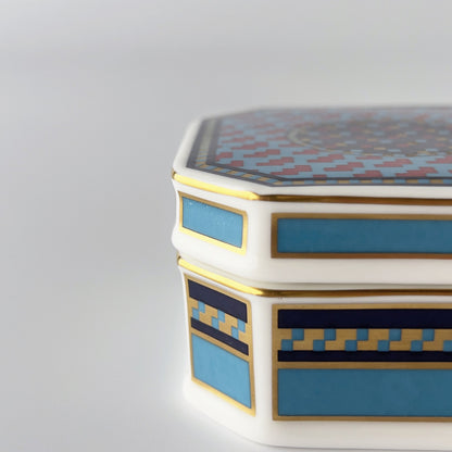 Fair Isle Blue 蓋付き小物入れ