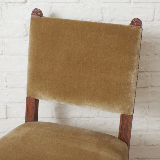 英国アンティーク 木彫刻 ダイニングチェア / 張替品