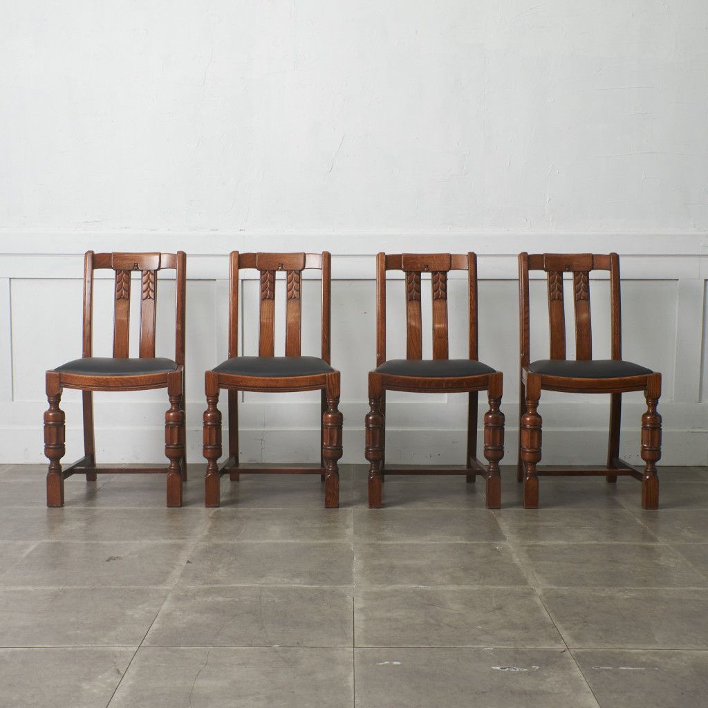 アンティーク ダイニングチェア 4脚セット / 張替品