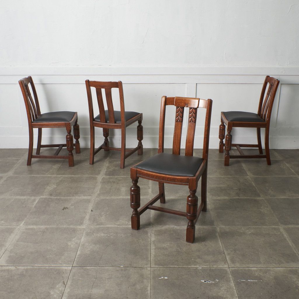アンティーク ダイニングチェア 4脚セット / 張替品