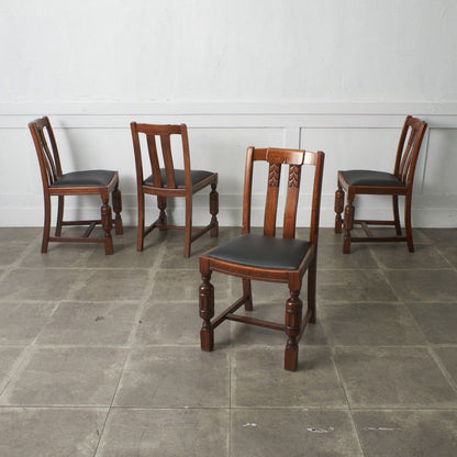 アンティーク ダイニングチェア 4脚セット / 張替品