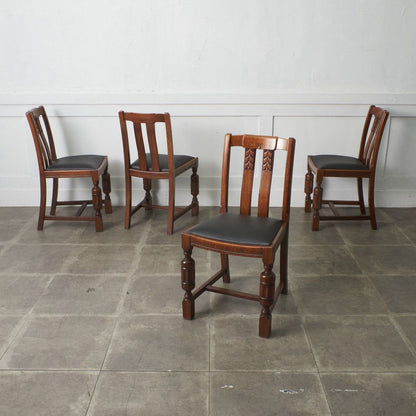 アンティーク ダイニングチェア 4脚セット / 張替品