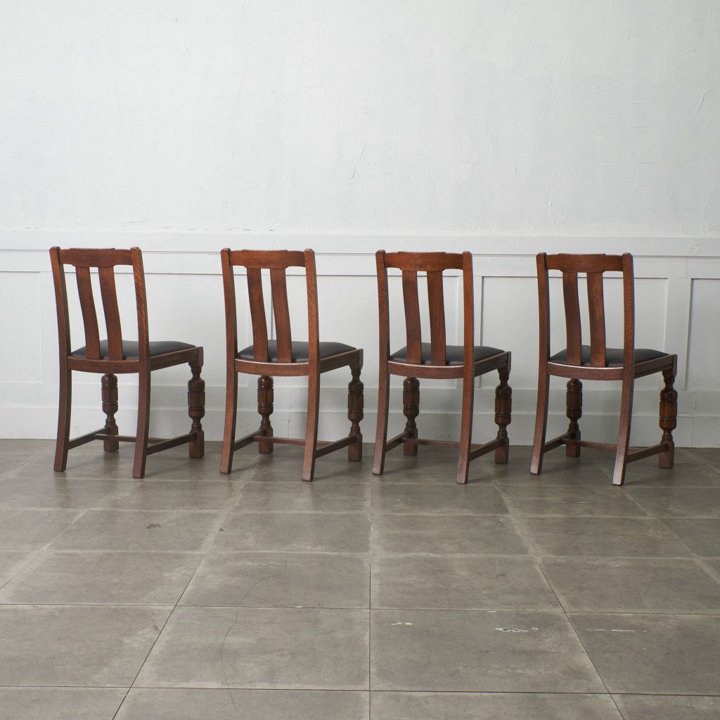 アンティーク ダイニングチェア 4脚セット / 張替品