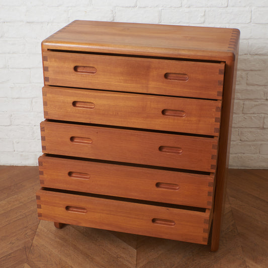 デンマークヴィンテージ チーク無垢材 5段チェスト