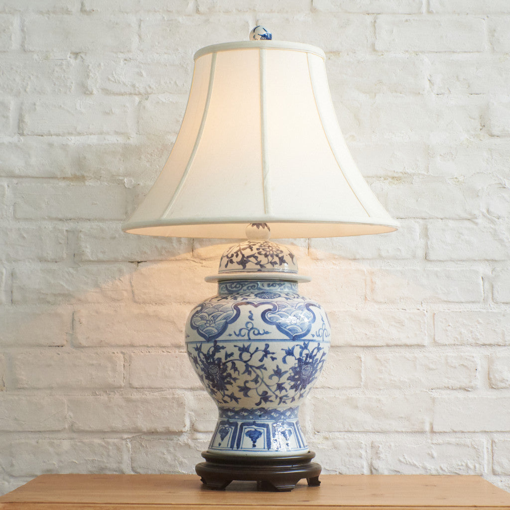 クラシック シノワズリースタイル 染付 テーブルランプ