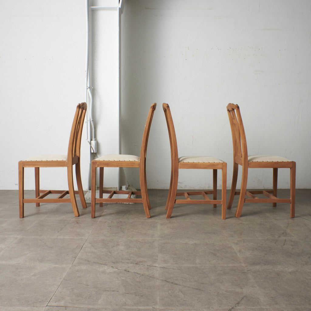 ストリップド加工 ダイニングチェア 4脚セット / 張替済