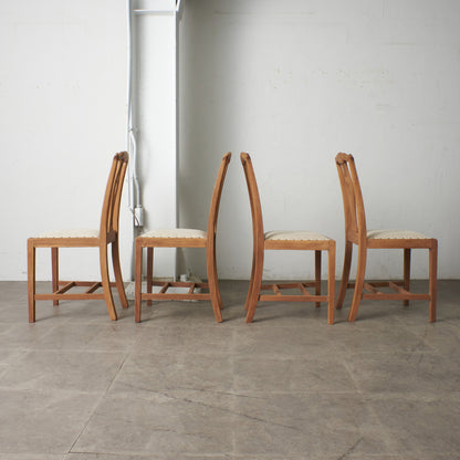 ストリップド加工 ダイニングチェア 4脚セット / 張替済