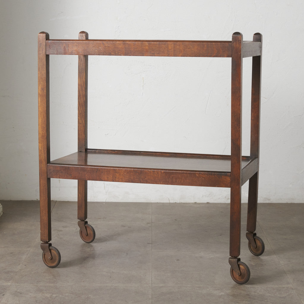 売約済み　英国　アンティーク トローリー メンテナンス済み　オーク材 ワゴン 英国ヴィンテージ トロリーワゴン｜rocca rocca