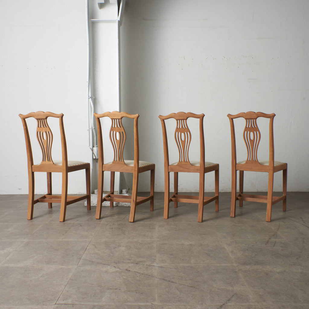 ストリップド加工 ダイニングチェア 4脚セット / 張替済