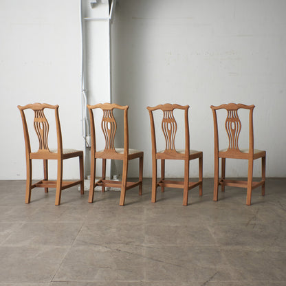 ストリップド加工 ダイニングチェア 4脚セット / 張替済