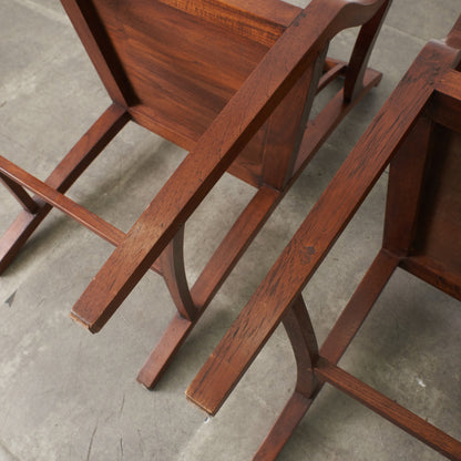 アジアンコロニアル チーク無垢材 アームチェア 2脚セット