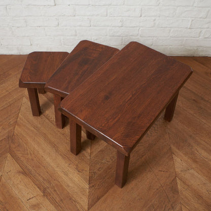 オランダ製 オーク無垢材 ネストテーブル