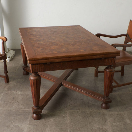 アールデコ様式 パーケットトップ ドローリーフテーブル