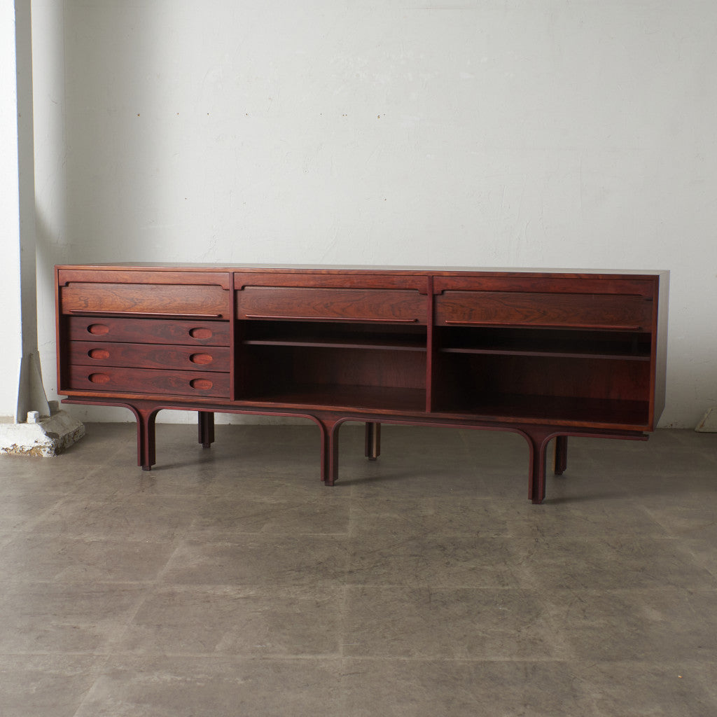 ブラジリアンローズウッド材 蛇腹扉 サイドボード