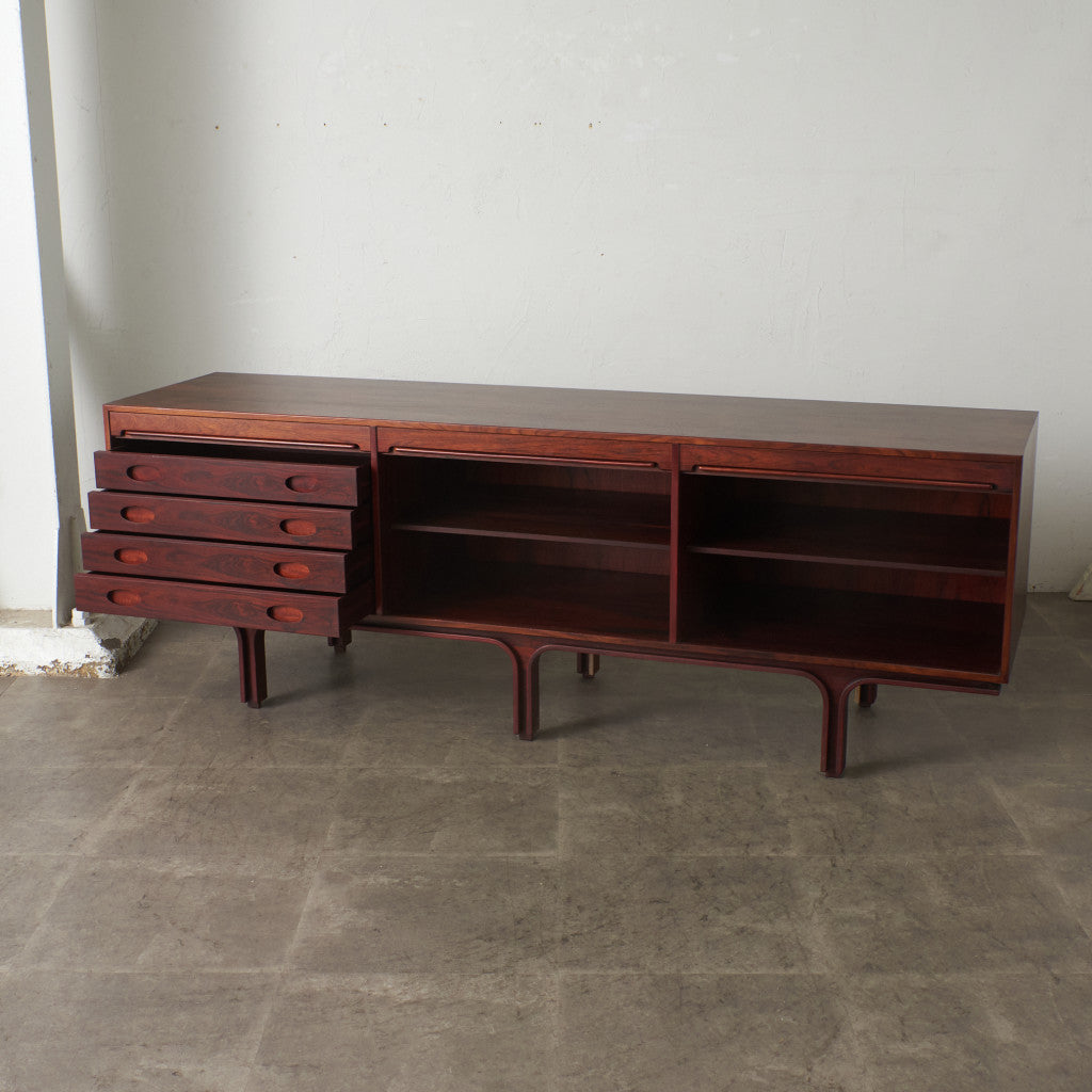 ブラジリアンローズウッド材 蛇腹扉 サイドボード