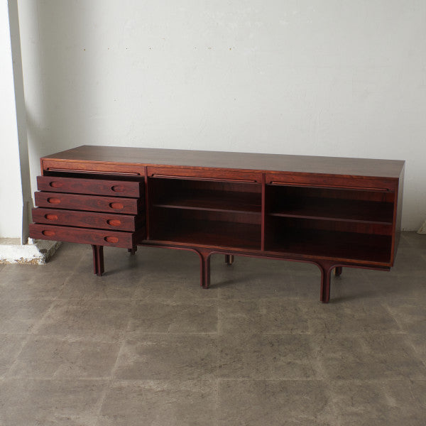 ブラジリアンローズウッド材 蛇腹扉 サイドボード