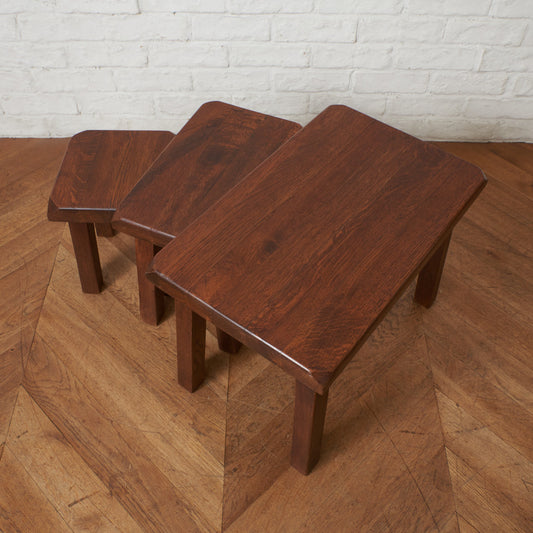 オランダ製 オーク無垢材 ネストテーブル