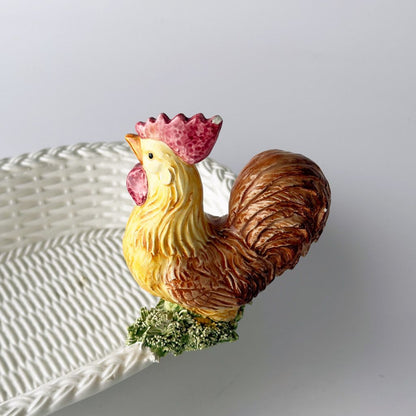 ヴィンテージ 動物フィギュア付きトレイ (ニワトリ)