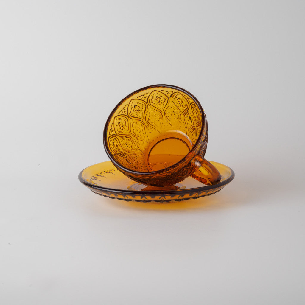 ガラス カップ&ソーサー FIORE アンバー